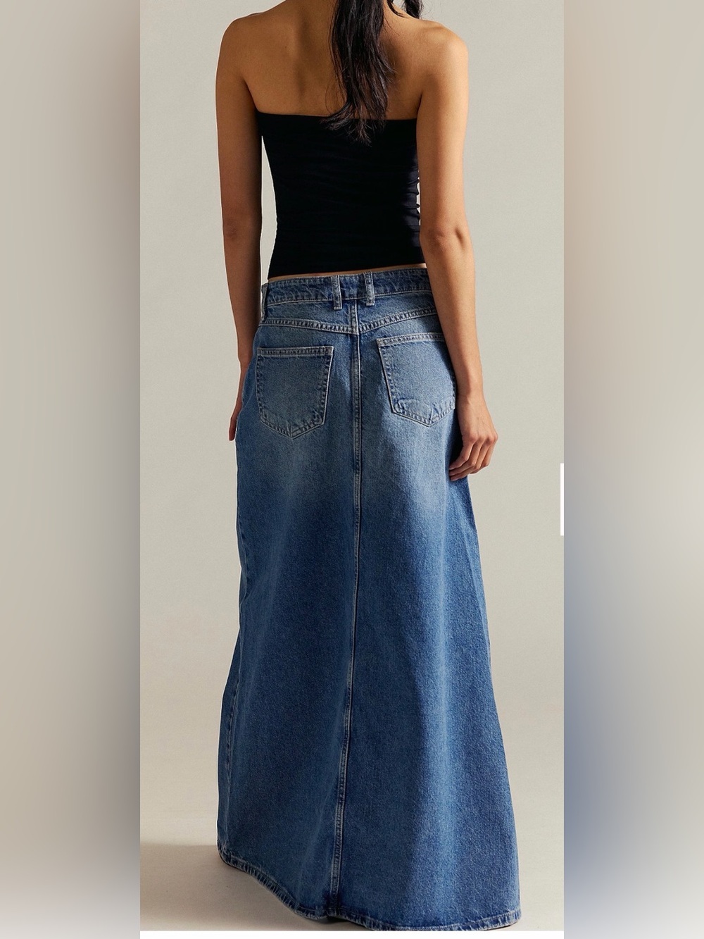 New‼️ Free People 🔥 We The Free Come As You Are Denim Maxi Skirt NWOT - Picture 4 of 11